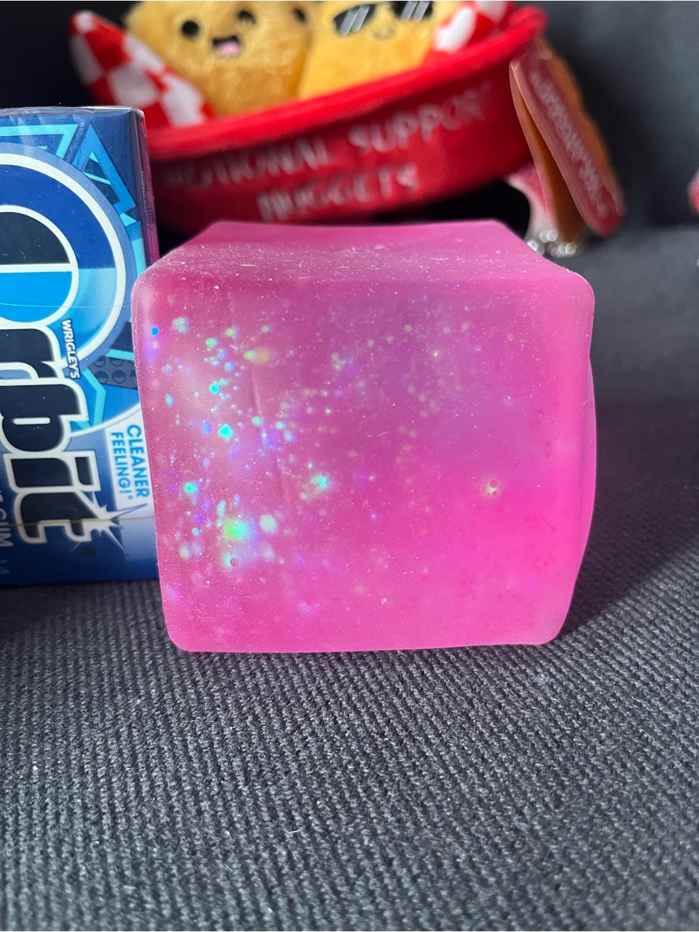 Pink Iridescent Glitter Resin Cube